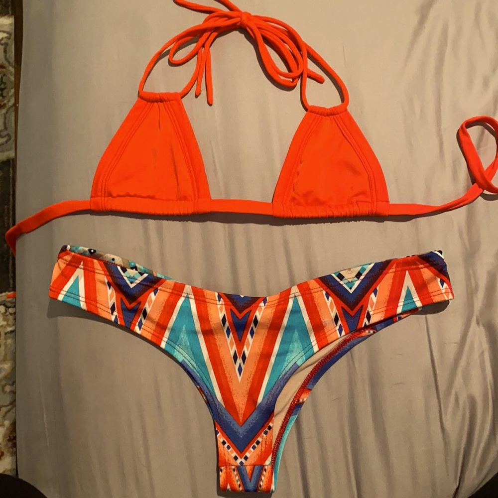 Montce Vibrant Orange and Multicolor Bikini